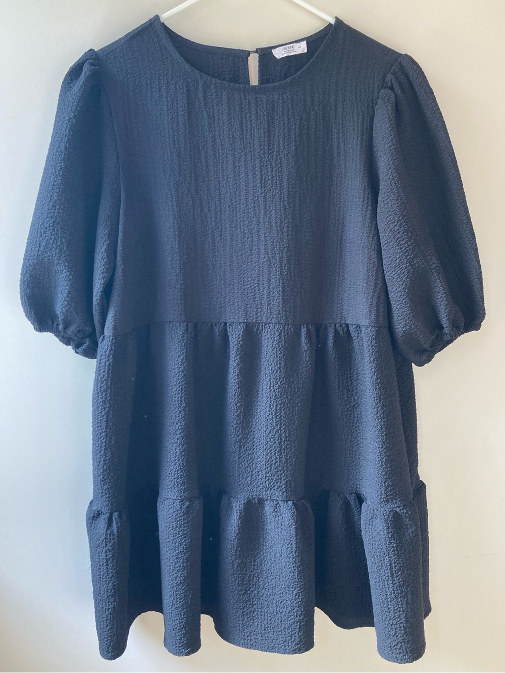 Ardene Black Seersucker Babydoll Dress